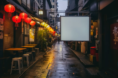 Blank menu mock up at Izakaya restaurants and bars , Digital media billboard in japanの素材