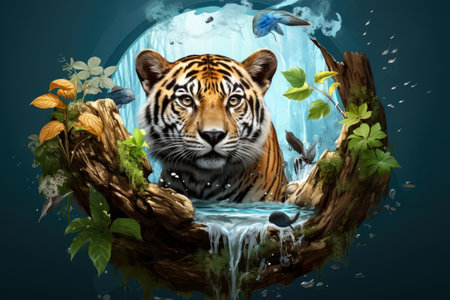 Concept of Earth and Save wild life animal , Wildlife in different environments , World animal dayの素材