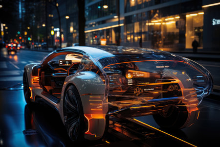 Modern smart car intelligent system with graphic sensor radar signal system intelligent carの素材