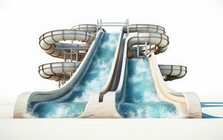 Water slide in aquapark isolated on a transparent backgroundの素材