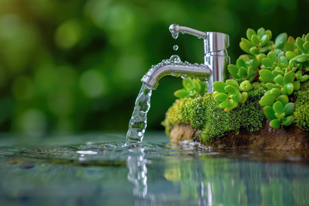 World water day concept , Open water tap of clean water , Saving water and world environmental protectionの素材
