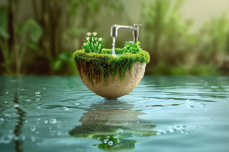 World water day concept , Open water tap of clean water , Saving water and world environmental protectionの素材