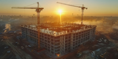 Building under construction industrial construction site , engineering buildingの素材