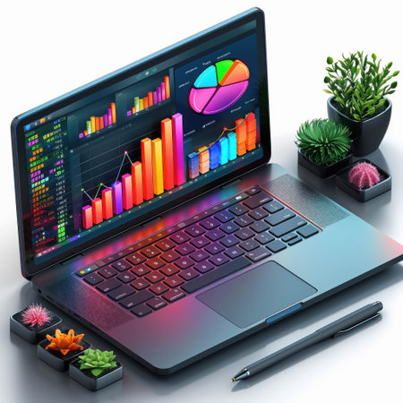 Digital Marketing Strategy development on a sleek laptopの素材