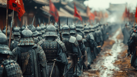 Historical battle reenacted by clones a fusion of authentic tactics and futuristic warfareの素材