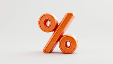 Percent sign orange symbol isolated white background finance bold modern minimal cheerfulの素材