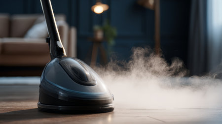 Steam cleaner floor cleaning appliance home hygiene modern wood household equipment Efficient steam cleaner wood floor emitting steam modern homeの素材