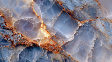 Blue stone mineral texture natural pattern abstract background orange vein smooth surface geology closeup elegant tranquilの素材