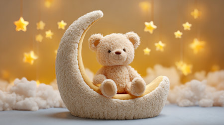 Teddy bear moon plush star cloud cute soft child dreamy night create cozy bedtime atmosphere for childrenの素材