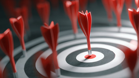 âRed dart bullseye target accuracy focus success competition achievement motivation precision symbolize hitting goals and determination.âの素材