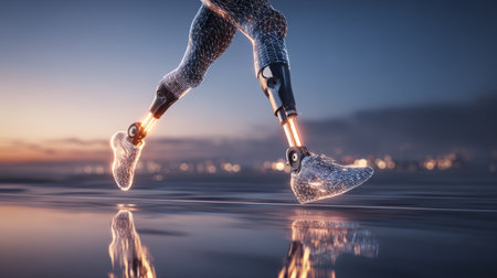 âFuturistic prosthetic leg running technology innovation artificial limb digital athletic modern dynamic energy inspiringâの素材