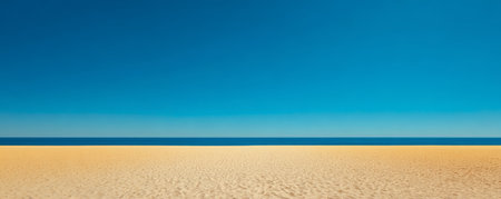 Golden sand clear blue sky tranquil sea peaceful horizon summer nature outdoor relaxation vacation landscapeの素材