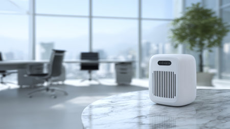 Modern air purifier white compact office table clean technology healthy indoor applianceの素材