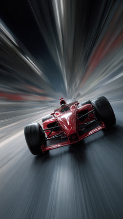 Fast red race car speed motion blur track competition dynamicの素材
