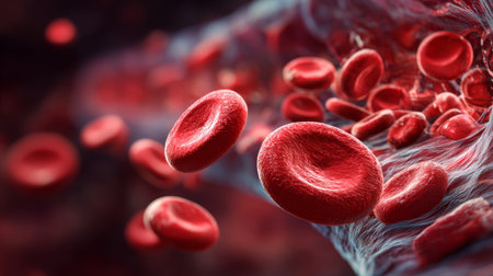 Red blood cell flow bloodstream circulation vessel microscopic cells floating vitalityの素材
