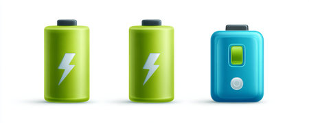 Battery energy power charge green blue icon device battery energy power charge green blue icon device minimal glossy symbol portable utility ecoの素材