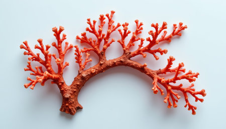 Coral branch red marine ocean natural texture isolated white background calm eleganceの素材