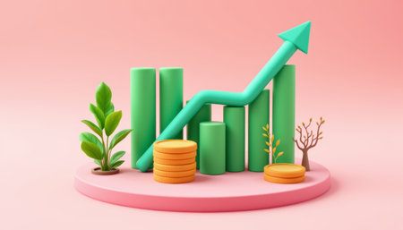 Growth finance investment chart arrow profit coins savings economy business shineの素材