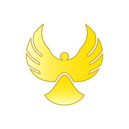 Shiny golden painted angel bird on a white backgroundのイラスト素材