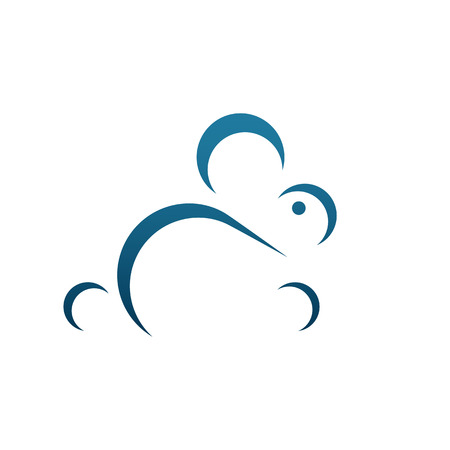 Cute blue rabbit with blue eye on the white backgroundのイラスト素材