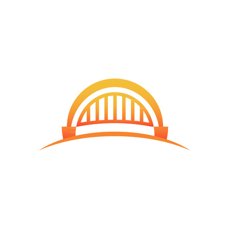 Bridge and river stylized symbol on the white backgroundのイラスト素材