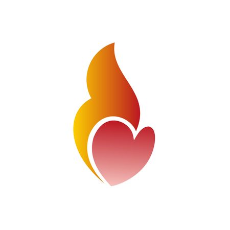 Burning heart vector illustration symbol of love for Valentine Day isolated on the white background.のイラスト素材