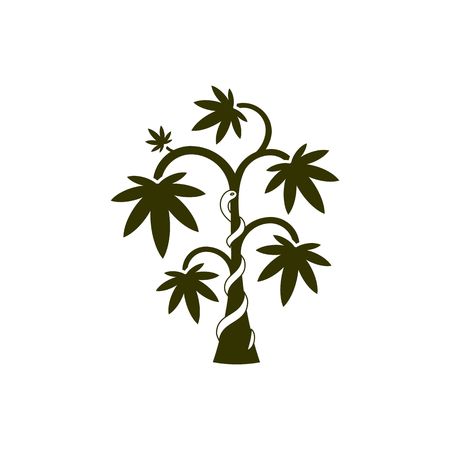 Medical planet tree with snake around tree illustration isolated on white background.のイラスト素材