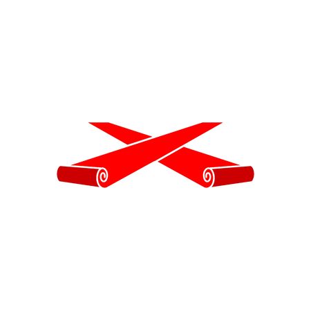 Two luxury red event carpets vector illustration isolated on white background.のイラスト素材