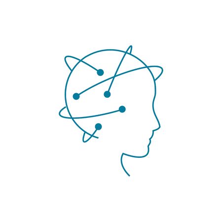 Data science and communication concept with scientist head against flow of information vector illustration isolated on white background.のイラスト素材