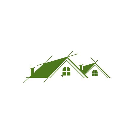 Real estate green house vector illustration isolated on white background.のイラスト素材