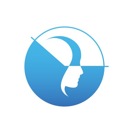 Beautiful stylized sleeping head with blue clock vewctor illustration isolated on white background.のイラスト素材