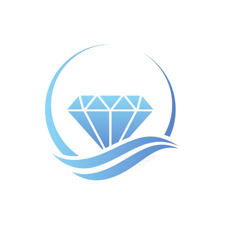 Beautiful treasure bay stylized blue diamond vector illustration isolated on white background.のイラスト素材