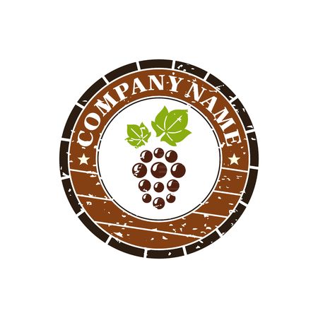 Wine barrel with grape label vector illustration isolated on white background.のイラスト素材