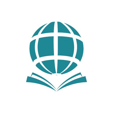 Globe with open book knowledge ideas concept vector illustration isolated on white background.のイラスト素材