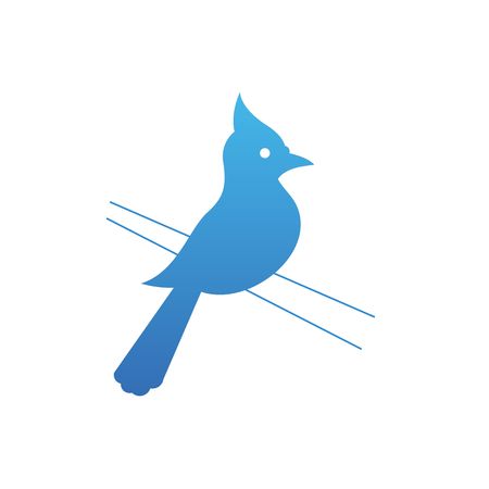 Beautiful blue woodpecker bird silhouette sitting on a strings vector  illustration isolated on white background.のイラスト素材