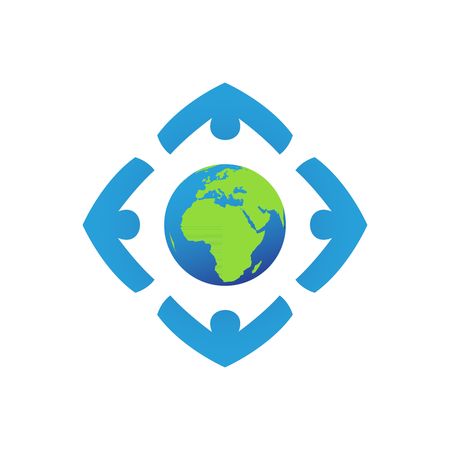 People around globe holding each other hand vector illustration isolated on white background.のイラスト素材