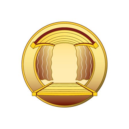 Beautiful golden stage crest vector illustration isolated on white background.のイラスト素材