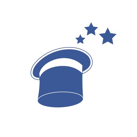Blue magicians hat with stars vector illustration isolated on white background.のイラスト素材
