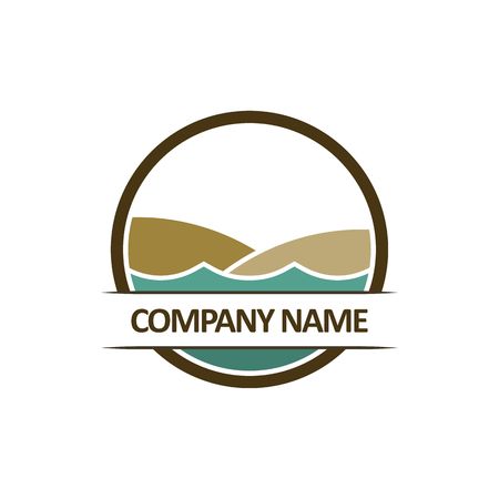 Beach logo inside circle vector illustration isolated on white background.のイラスト素材