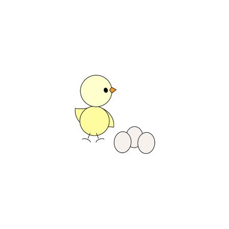 Cute chicken with eggs isolated on a white background.のイラスト素材