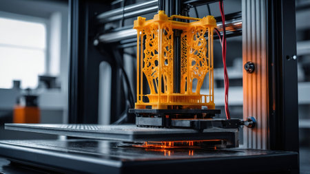 3D printer is printing a 3D model of a human bodyの写真素材