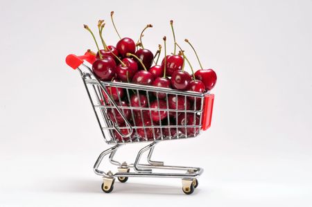 Cherries in a shopping cart.の写真素材