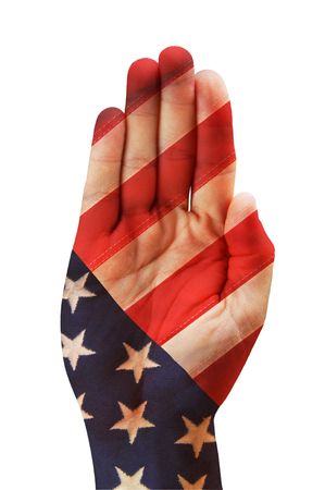 American hand with flag over it.の写真素材