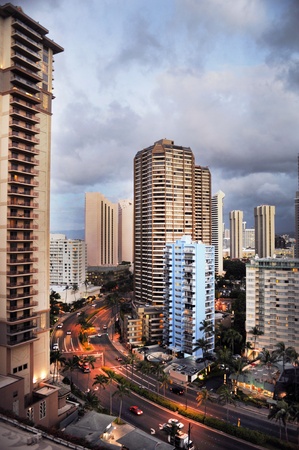 Downtown view of Waikiki,Hawaii.の写真素材