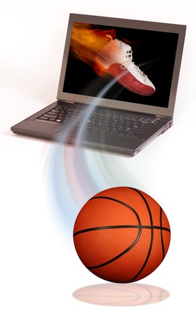Basketball and your computer.の写真素材