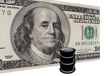 Dollars Drinking Oil の写真素材