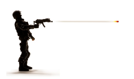 Soldier shooting weapon 