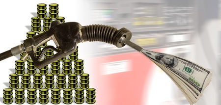 Gas Pump with money の写真素材