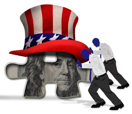 Men Pushing the American Dream の写真素材
