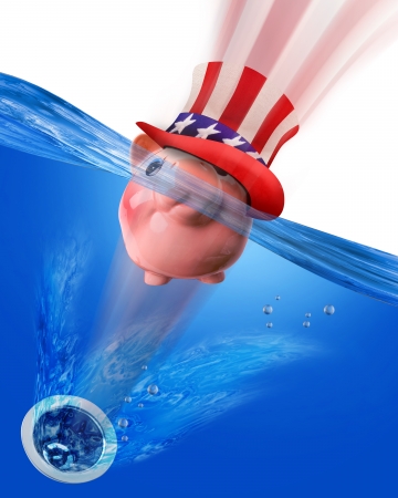 Piggy Bank Down The Drain の写真素材